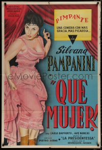 4k0665 LA PRESIDENTESSA Argentinean 1952 full-length art of sexy showgirl Silvana Pampanini!