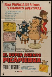 4k0668 MAN CALLED FLINTSTONE Argentinean 1966 Hanna-Barbera, great cartoon spy spoof artwork!