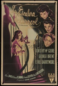 4k0691 SPIRAL STAIRCASE Argentinean 1946 art of Dorothy McGuire, George Brent & Ethel Barrymore!