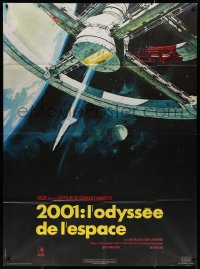 4k0757 2001: A SPACE ODYSSEY CinePoster REPRO French 1p 1987 Kubrick, Bob McCall space wheel art!