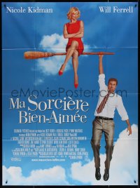 4k0815 BEWITCHED French 1p 2005 sexy Nicole Kidman flying on broom & Will Ferrell hanging from it!