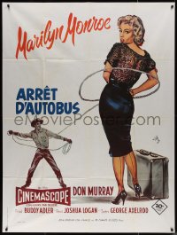 4k0840 BUS STOP French 1p R1980s great art of Don Murray roping sexy Marilyn Monroe by Geleng!