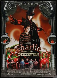 4k0850 CHARLIE & THE CHOCOLATE FACTORY French 1p 2005 Tim Burton, Johnny Depp as Willy Wonka!