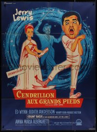 4k0856 CINDERFELLA French 1p 1961 different Grinsson art of Jerry Lewis & Anna Maria Alberghetti!