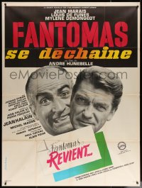 4k0934 FANTOMAS STRIKES BACK style B French 1p 1965 Jean Marais, Louis De Funes, Bourduge art!
