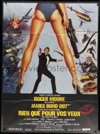 4k0951 FOR YOUR EYES ONLY French 1p 1981 art of Roger Moore as James Bond by Brian Bysouth!