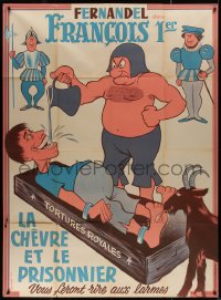 4k0953 FRANCIS THE FIRST French 1p R1960s Francois Premier, cartoon art of Fernandel tortured!