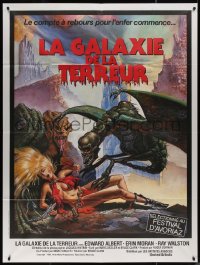 4k0964 GALAXY OF TERROR French 1p 1981 great Charo fantasy artwork of monsters attacking sexy girl!
