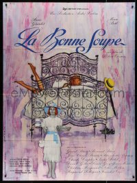 4k1048 LA BONNE SOUPE French 1p 1964 different art of Annie Girardot on bed covered by pillows!