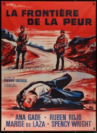 4k1050 LA FRONTERA DEL MIEDO French 1p 1967 art of armed soldiers by dead man laying on road!