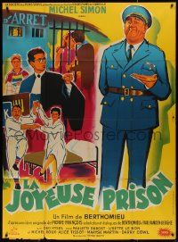 4k1051 LA JOYEUSE PRISON French 1p 1956 great Belinsky art of police officer Michel Simon!
