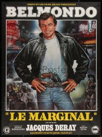 4k1065 LE MARGINAL French 1p 1983 artwork of tough Jean-Paul Belmondo by Renato Casaro!