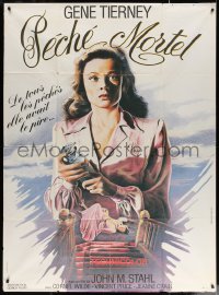 4k1068 LEAVE HER TO HEAVEN French 1p R1981 different art of sexy Gene Tierney by Yves Prince!