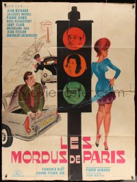 4k1072 LES MORDUS DE PARIS French 1p 1965 Georges Allard art of sexy woman at stop light, very rare!