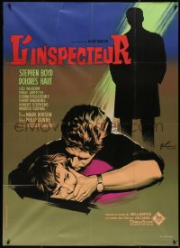 4k1077 LISA French 1p 1962 Boris Grinsson art of Stephen Boyd & Dolores Hart, The Inspector!