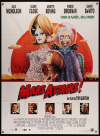 4k1108 MARS ATTACKS! French 1p 1996 directed by Tim Burton, wacky sci-fi art by Philip Castle!