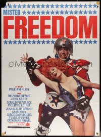 4k1130 MR. FREEDOM French 1p 1969 wacky image of American hero John Abbey & sexy Delphine Seyrig!