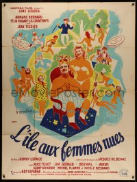 4k1137 NAKED IN THE WIND French 1p 1953 Henri Lepage's L'ile aux femmes nues, art by Guy Gerard Noel!