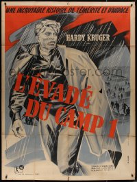 4k1157 ONE THAT GOT AWAY French 1p 1959 different Georges Allard art of Hardy Kruger in the rain!