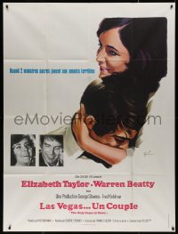 4k1160 ONLY GAME IN TOWN French 1p 1969 cool art of Elizabeth Taylor & Warren Beatty by Grinsson!