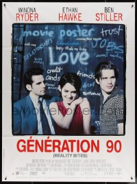 4k1199 REALITY BITES French 1p 1995 great image of Winona Ryder between Ben Stiller & Ethan Hawke!