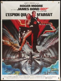4k1252 SPY WHO LOVED ME French 1p 1977 Bob Peak art of Roger Moore as James Bond & Caroline Munro!