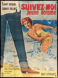 4k1259 SUIVEZ-MOI JEUNE HOMME French 1p 1958 Yves Thos art of sexy Dany Robin at the beach, rare!