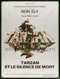 4k1266 TARZAN'S DEADLY SILENCE French 1p 1976 Jock Mahoney hunts Ron Ely, the most dangerous animal!