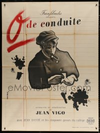 4k1346 ZERO DE CONDUITE French 1p R1946 Jean Vigo juvenile delinquent classic, art by Jean Colin!
