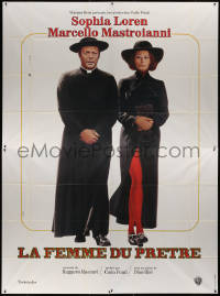 4k0720 PRIEST'S WIFE French 4p 1971 super sexy Sophia Loren walks with religious Marcello Mastroianni!