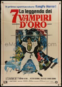 4k0486 7 BROTHERS MEET DRACULA Italian 1p 1975 kung fu horror art by Vic Fair & Arnaldo Putzu!