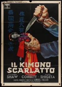 4k0178 CRIMSON KIMONO Italian 1p 1960 Sam Fuller, wild different art of knife & Japanese doll!