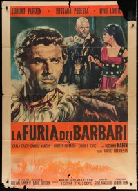 4k0499 FURY OF THE PAGANS Italian 1p 1962 Nistri art of barbarian Edmund Perdom & Rossana Podesta!