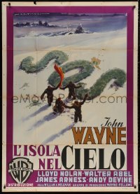 4k0505 ISLAND IN THE SKY Italian 1p 1954 John Wayne, different Martinati S.O.S. art, ultra rare!