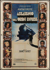 4k0473 MURDER ON THE ORIENT EXPRESS Italian 2p 1974 great different art of train & top cast!