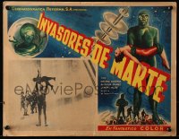 4k0127 INVADERS FROM MARS Mexican LC R1960s classic green monster from outer space attacking soldiers!