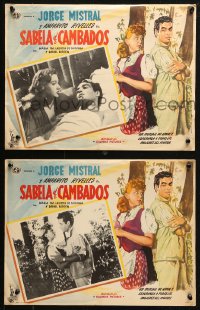 4k0076 SABELA DE CAMBADOS 8 Mexican LCs 1949 Jorge Mistral, Amarito Rivelles, great border art!
