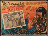 4k0140 TARZAN'S REVENGE Mexican LC R1950s great border artwork of Glenn Morris fighting tiger!
