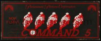 4k0007 COMMAND 5 6x15 production soundstage/set sign 1985 art of motorcycle commandos, rare!
