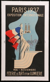 4k0034 EXPOSITION INTERNATIONALE PARIS 1937 linen 10x18 special poster 1937 Bouissoud art!