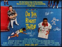 4k0413 DO THE RIGHT THING subway poster 1989 Spike Lee, Aiello, girl scribbling with sidewalk chalk!