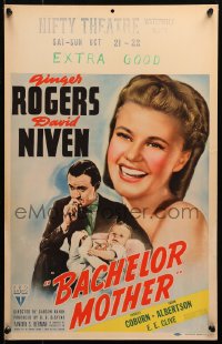 4k0231 BACHELOR MOTHER WC 1939 David Niven thinks the baby Ginger Rogers found is really hers, rare!