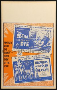 4k0249 BRAIN THAT WOULDN'T DIE/STAR CREATURES Benton WC 1962 wacky sci-fi horror double-bill!
