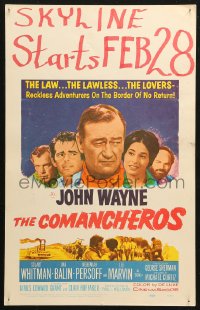 4k0260 COMANCHEROS WC 1961 artwork of cowboy John Wayne & top cast, directed by Michael Curtiz!