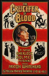 4k0208 CRUCIFER OF BLOOD stage play WC 1978 cool art of detective Sherlock Holmes by Van Nutt!