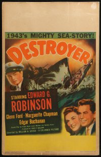 4k0266 DESTROYER WC 1943 Navy sailor Edward G. Robinson & Glenn Ford, art of crashing WWII ships!