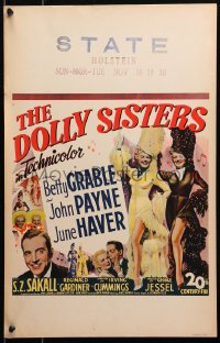 4k0270 DOLLY SISTERS WC 1945 art of sexy entertainers Betty Grable & June Haver, John Payne!
