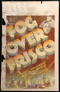 4k0283 FOG OVER FRISCO WC 1934 cool art of young Bette Davis over San Francisco, ultra rare!