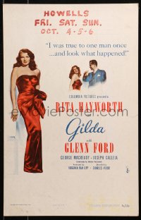 4k0288 GILDA WC 1946 sexy Rita Hayworth full-length in sheath dress & slapped by Glenn Ford, rare!