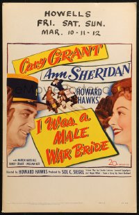 4k0302 I WAS A MALE WAR BRIDE WC 1949 cross-dresser Cary Grant & Ann Sheridan, Howard Hawks, rare!